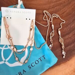 *Vintage Rare* Kendra Scott Emelina Lariat Necklace Opal Gold Dust Rose Gold